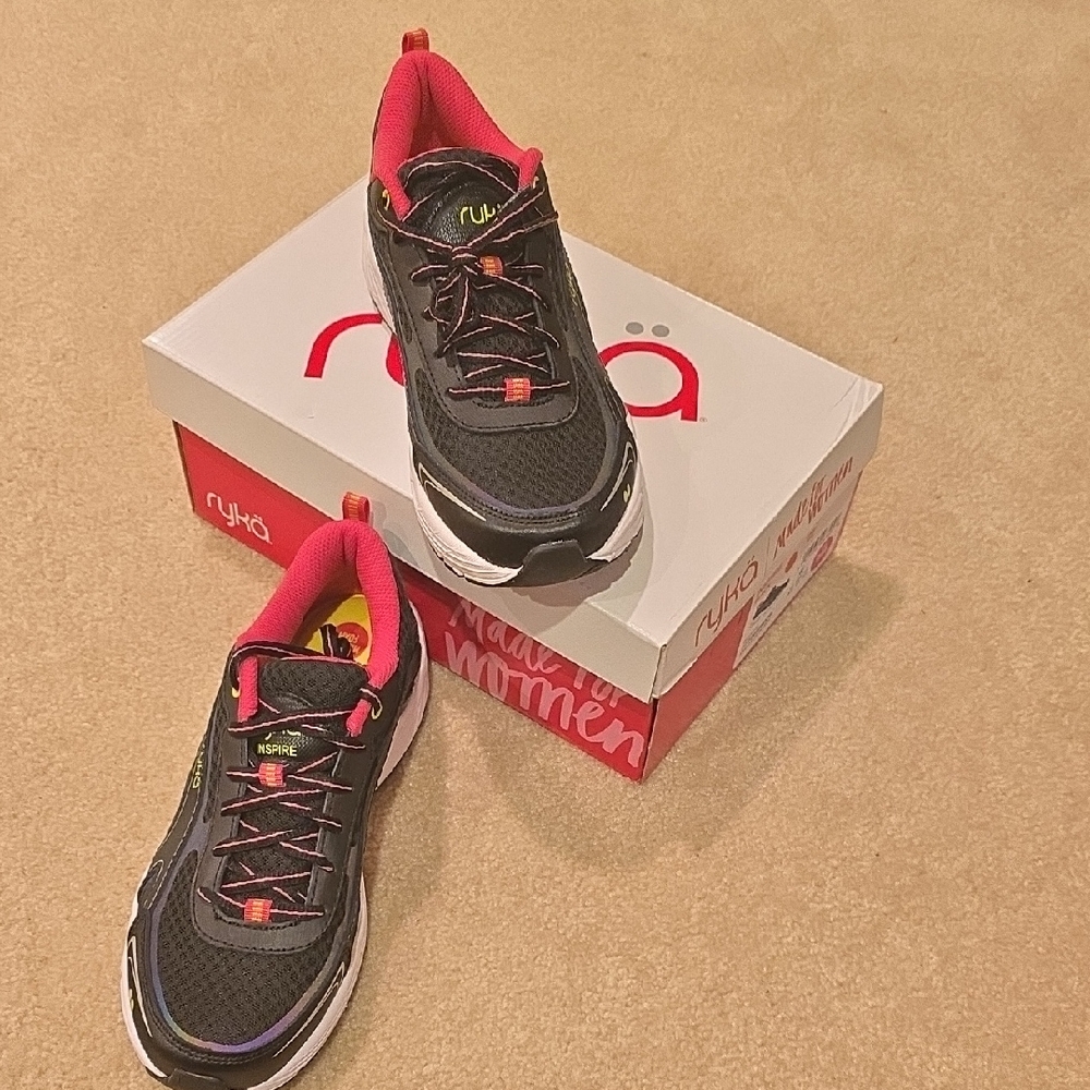Ryka Black and Pink Athletic Shoes for Women